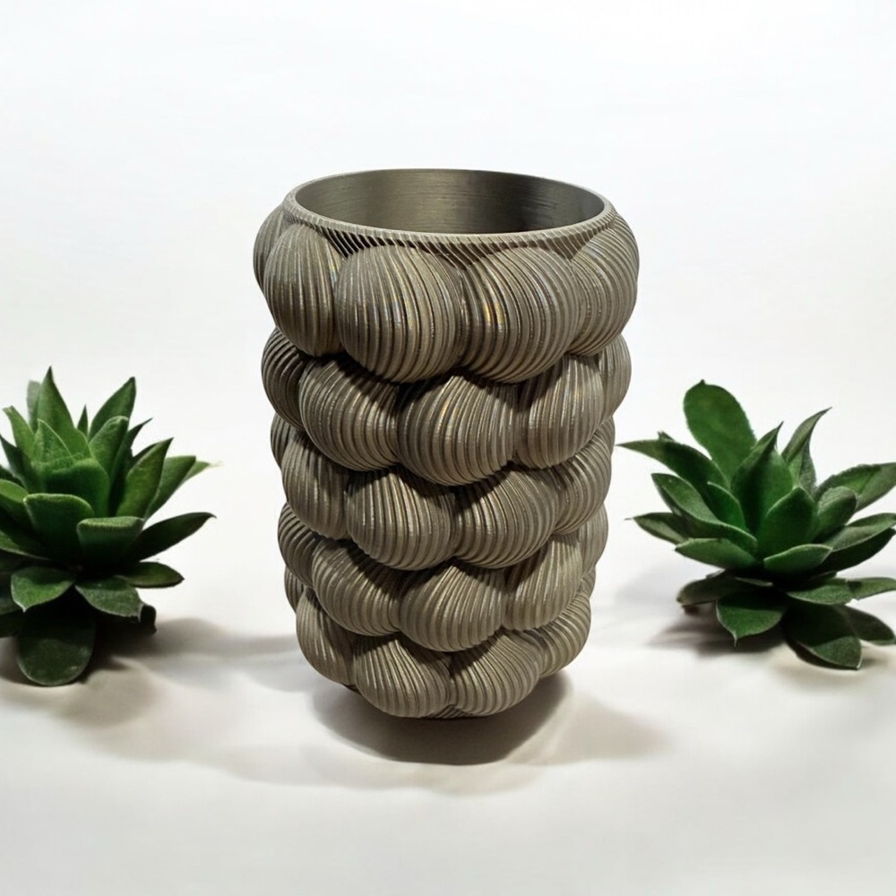 Gray Textured Bubble Vase Modern Accent